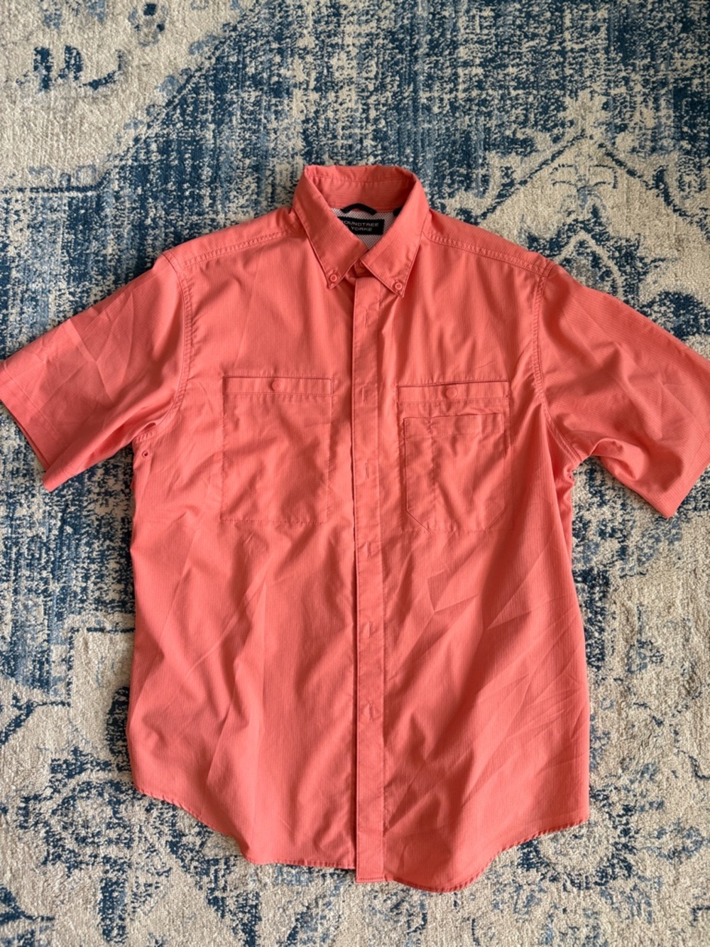 Roundtree & Yorke Coral Button-Down Short Sleeve Shirt